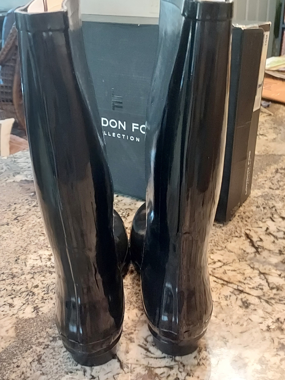 London Fog Thanes Shiney Black Rubber Knee High Rain Boots. Sz 10B. NWB - Picture 6 of 16